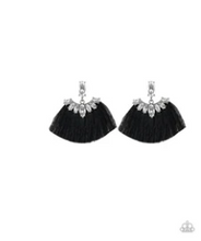 Load image into Gallery viewer, Formal Flair - Black - Thread / Fringe - Rhinestones - Post Earrings