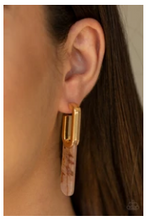 Load image into Gallery viewer, HAUTE Off The Press - Multi - Faux Marble Acrylic - Gold Hoop - Earrings